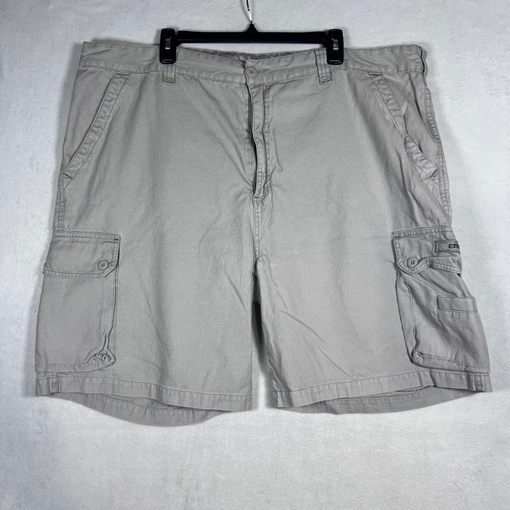 OTB Mens Cargo Shorts Grey Khaki Cotton Ramie Multi Pocket Size 46 Casual Hiking